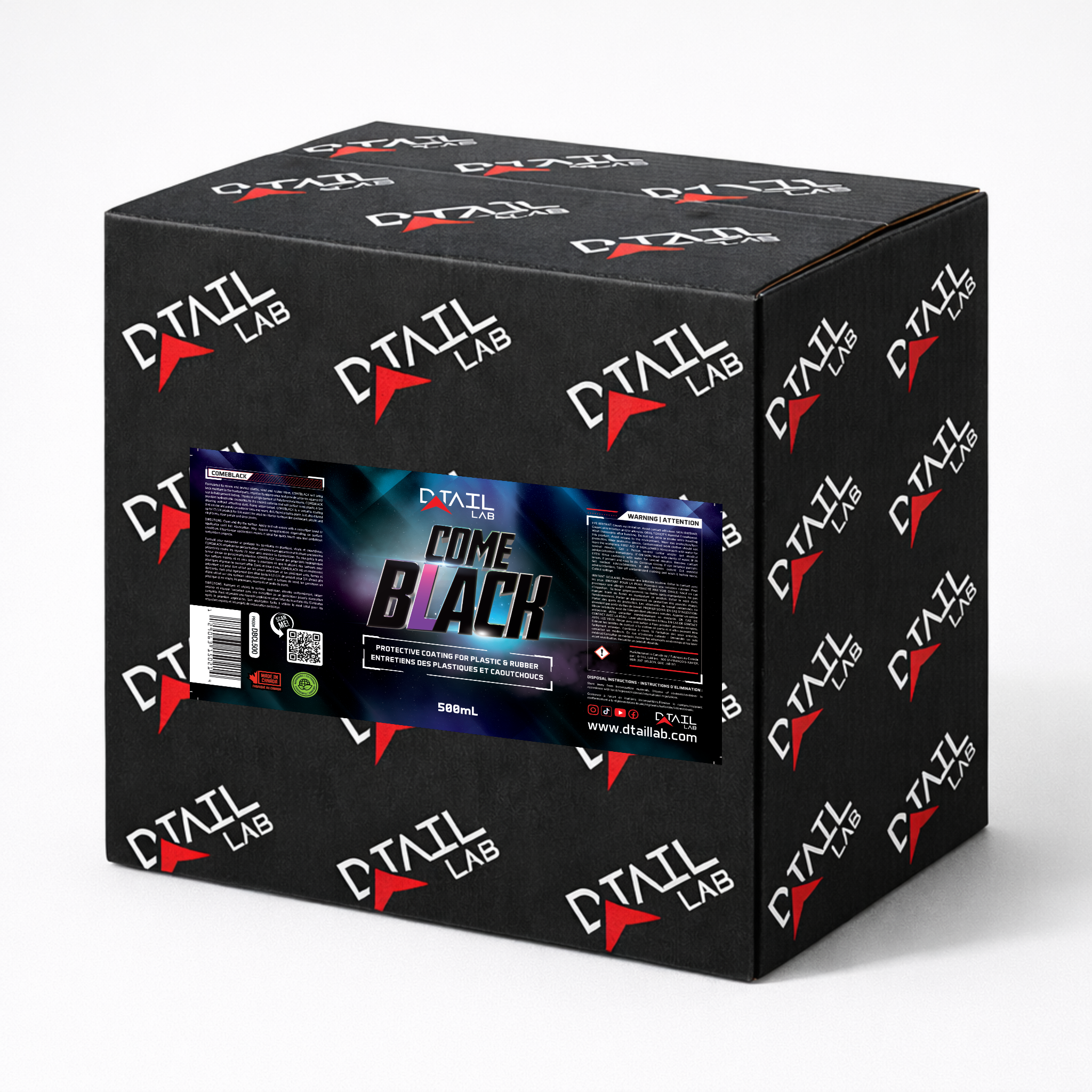 500mL - COMEBLACK Plastic & Rubber Trim Coating — plastic and rubber trim coating, professional bulk case | D-TAIL LAB