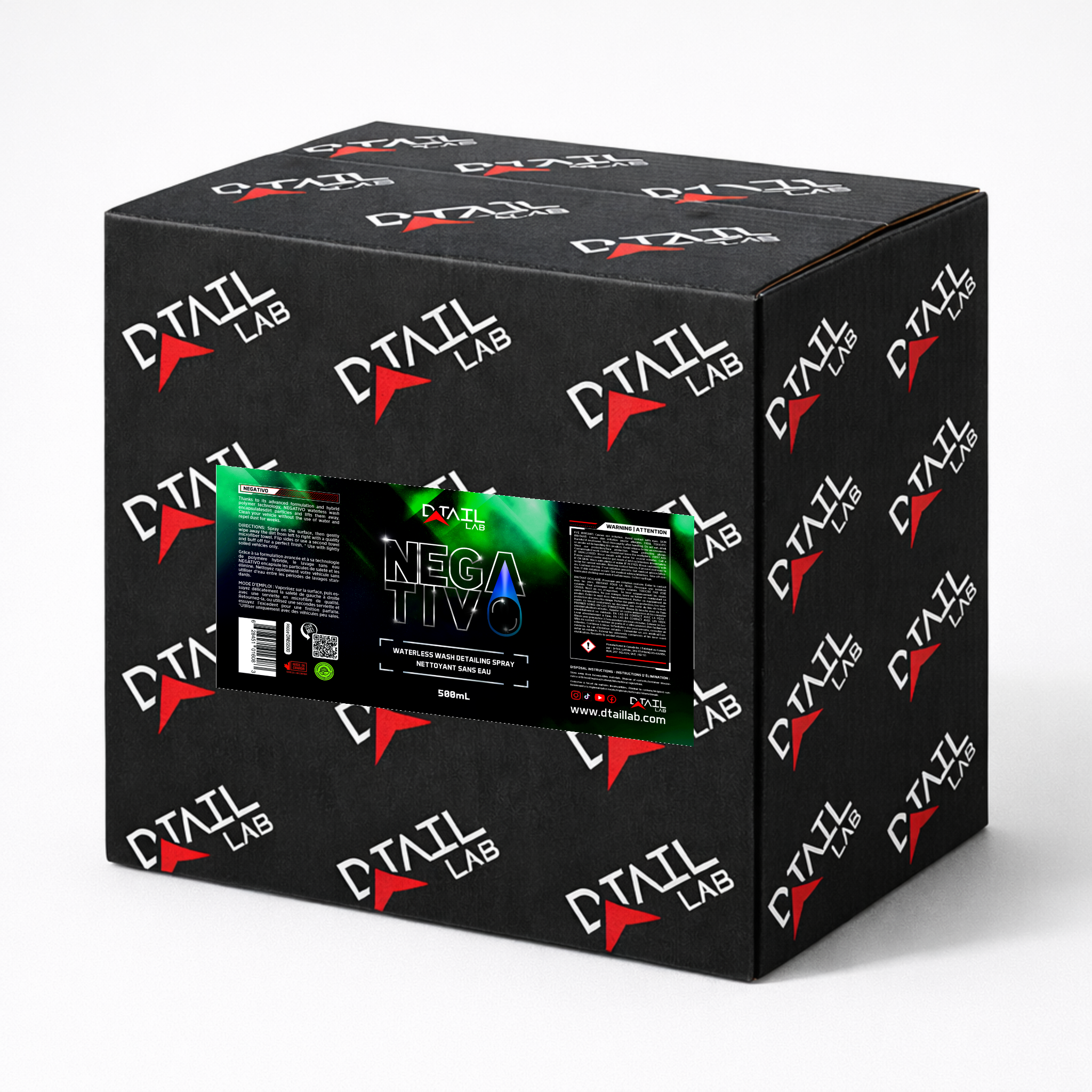 500mL - NEGATIVO Waterless Wash Detailing Spray — waterless wash spray, professional bulk case | D-TAIL LAB