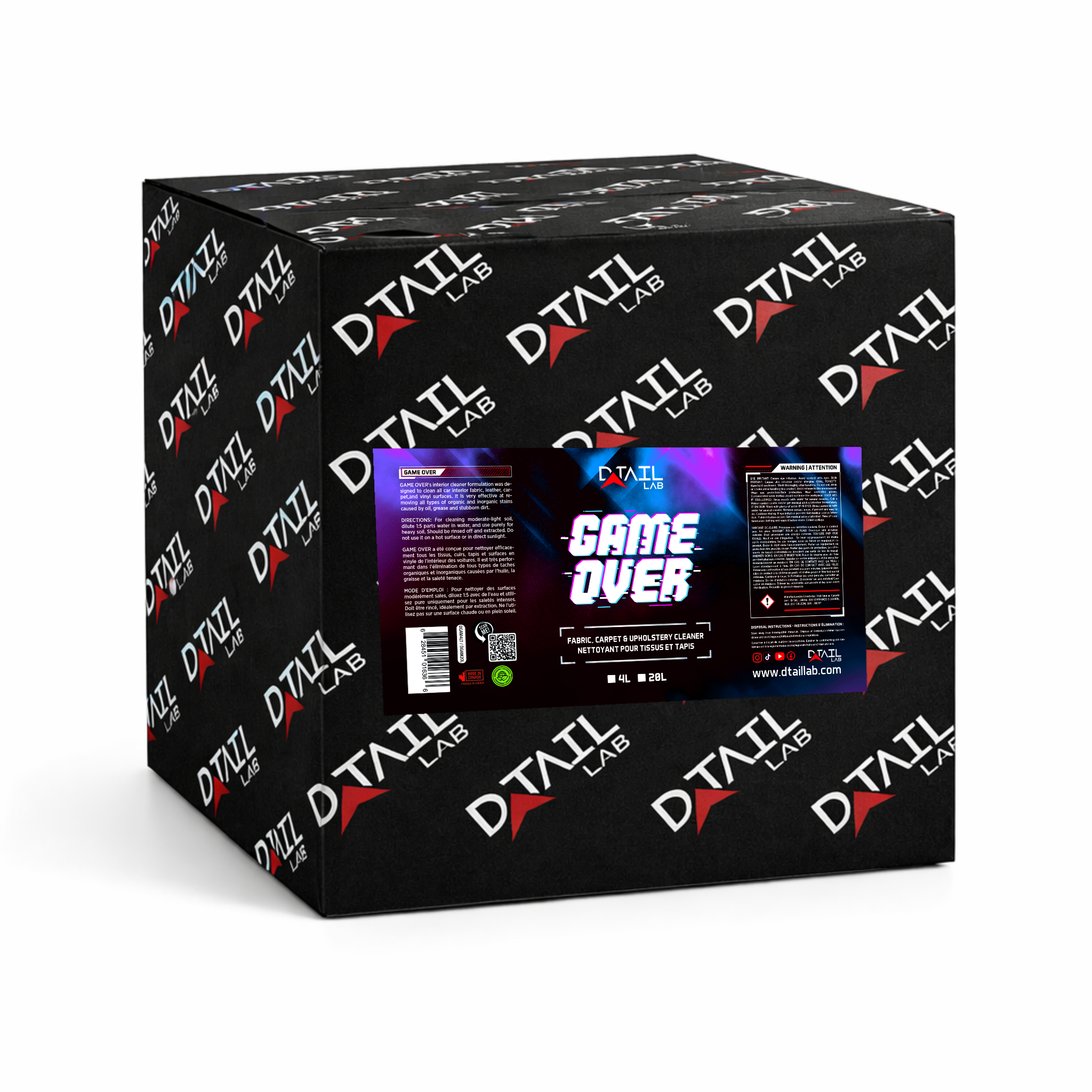 CASE of 4x4L - GAME OVER Carpet & Upholstery Cleaner - ALL PURPOSE CLEANERS - D-Tail Lab