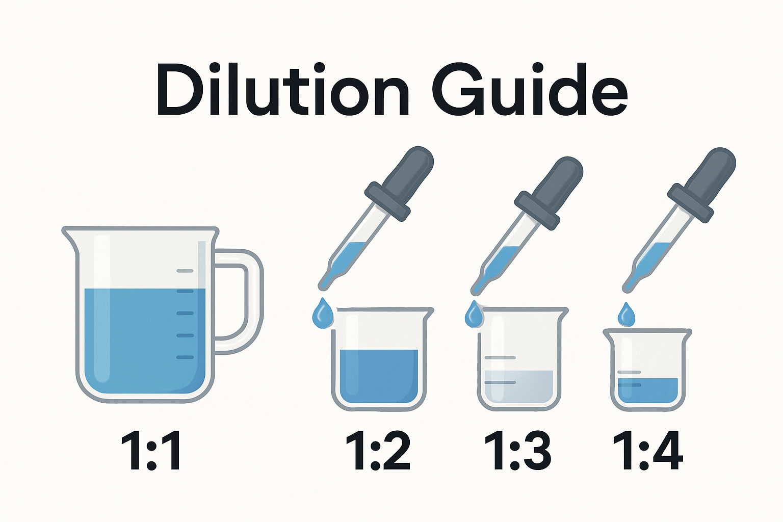 a dilution image for a blog in shopify, just an image, the only text should be Dilution Guide