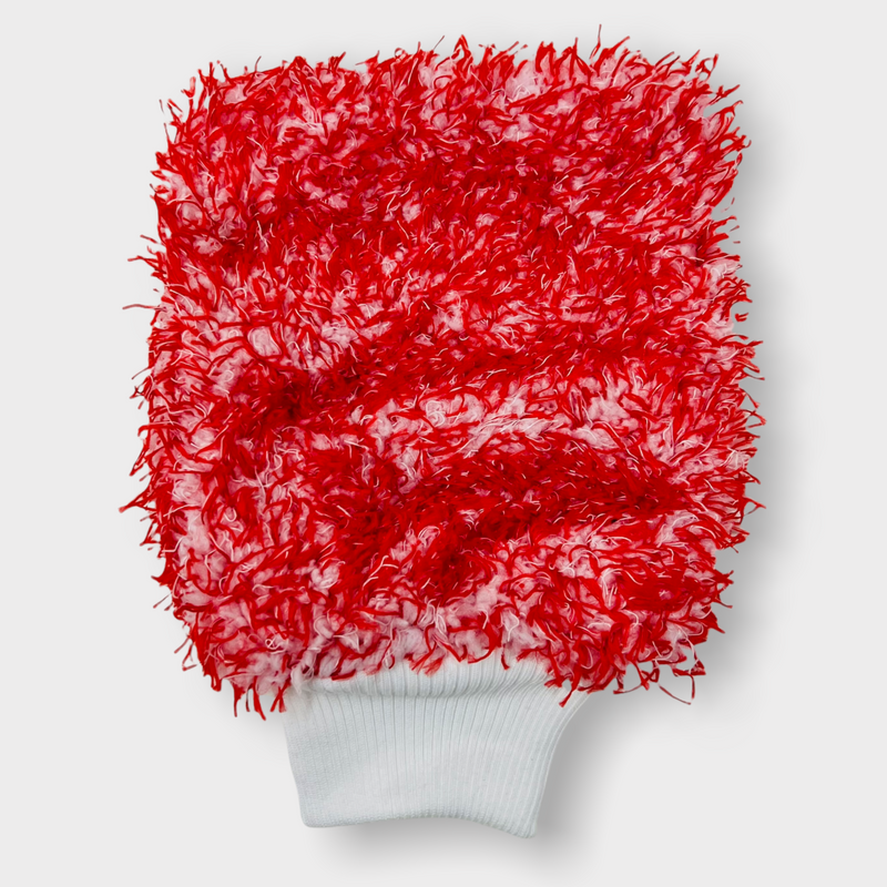 D-TAIL Red & White Microfiber Wash mitt
